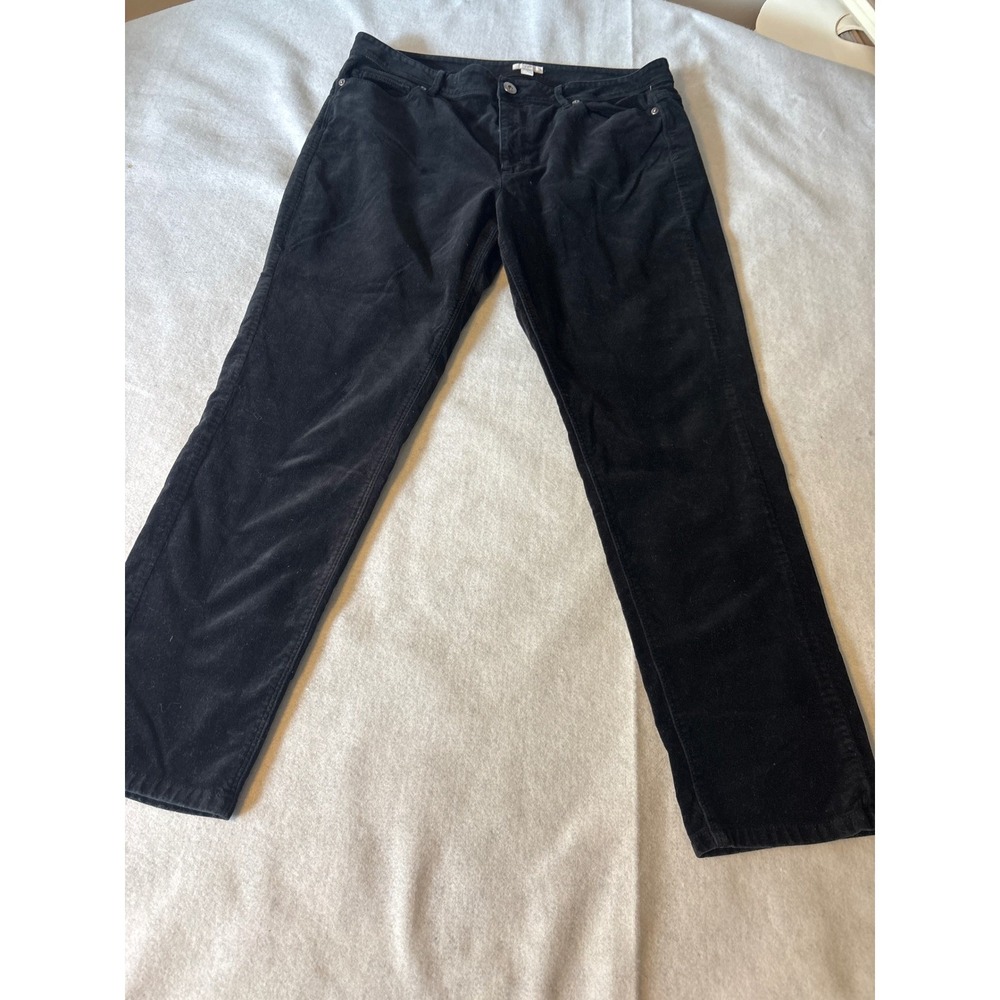 J.Jill Black Corduroy Straight Leg Pants Womens 14 Mid Rise 5-Pocket Trousers